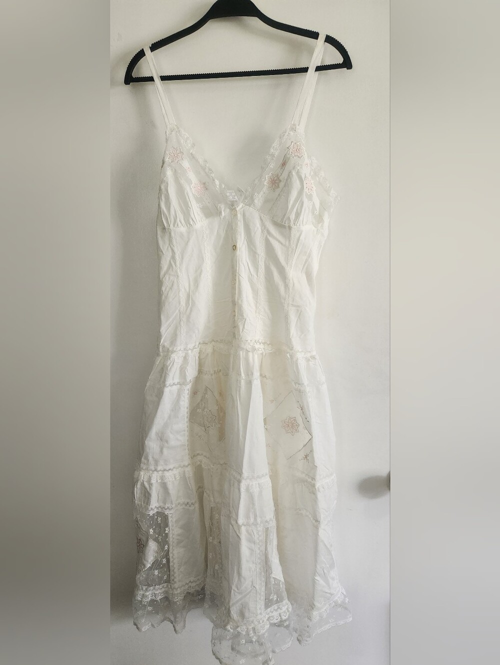 vintage sara beth nightgown Size Med White Cotton Lace NWOT Dead Stock